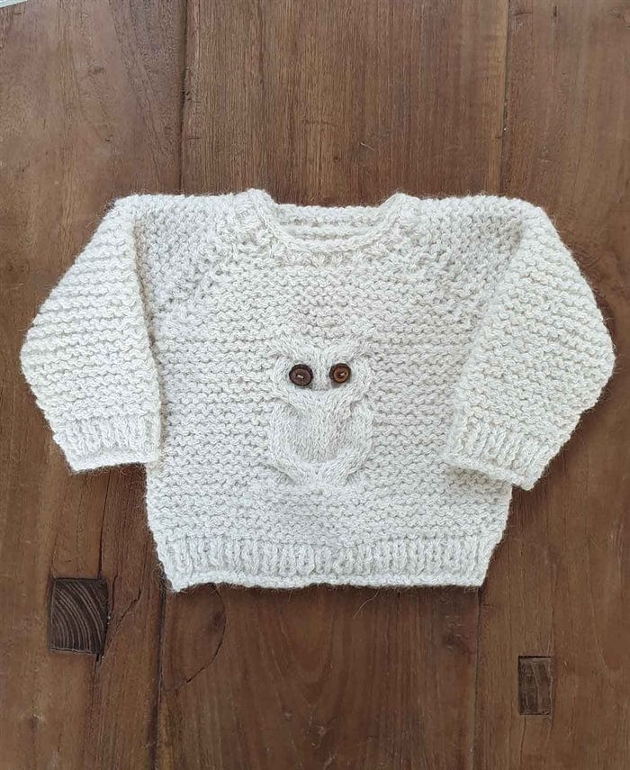 Strikkeospkrift sweater baby i blød alpaca
