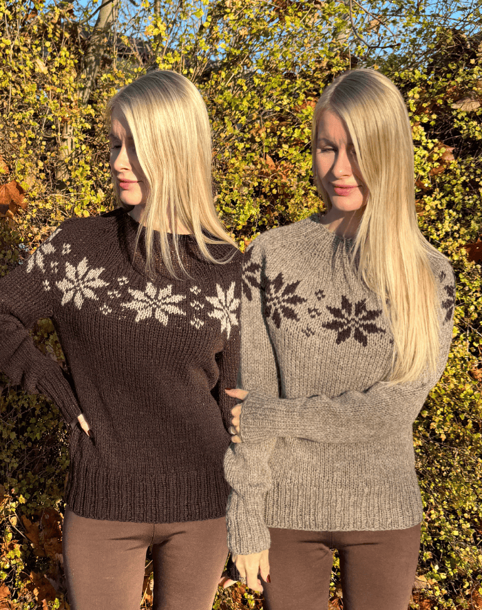 2xRetro Sweater m. Stjerneranke garnpakke