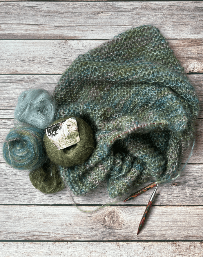 Håndfarvet Silk Mohair sjal kit