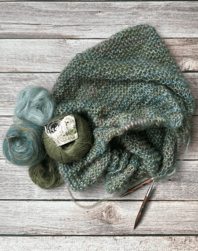 Håndfarvet Silk Mohair sjal kit
