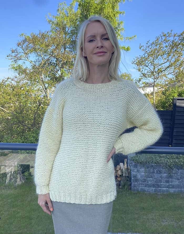 Skyggen Sweater Lammeuld & Kidmohair Lys gul strikkekit