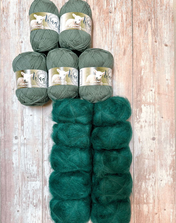 Lammeuld & Kidmohair jadegrøn garnpakke