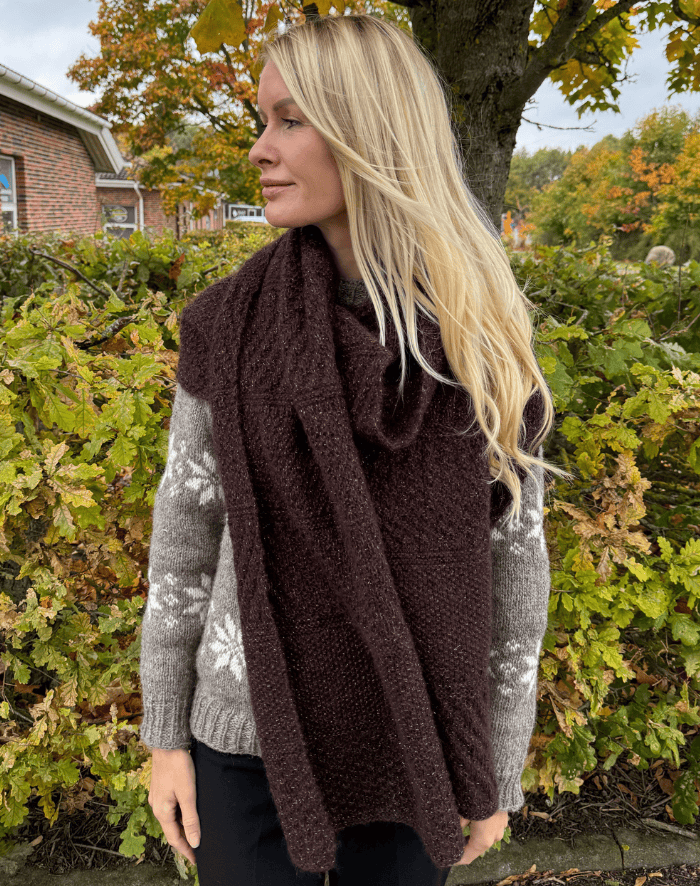 Struktur Halstørklæde glitter strikkeopskrift